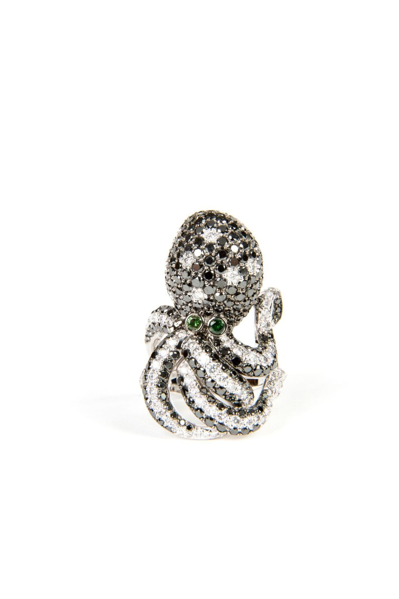 Octopus Black and White Diamond Ring image 0