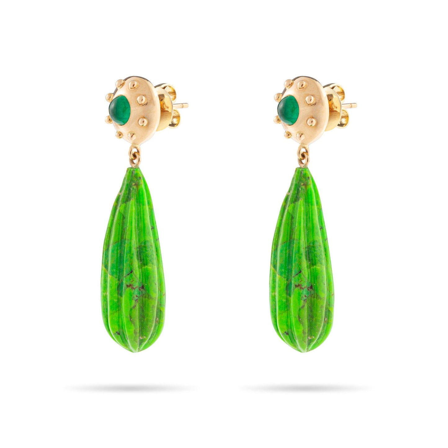 Green turquoise pendant earrings in rose gold 18K image 0
