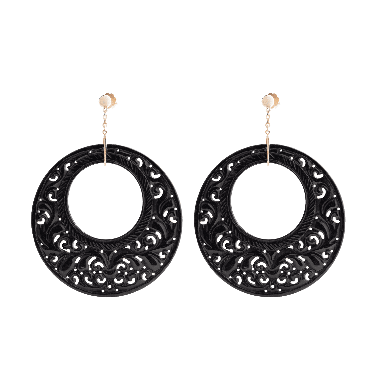 Black Jade Pi Slice in Gold 18K image 0