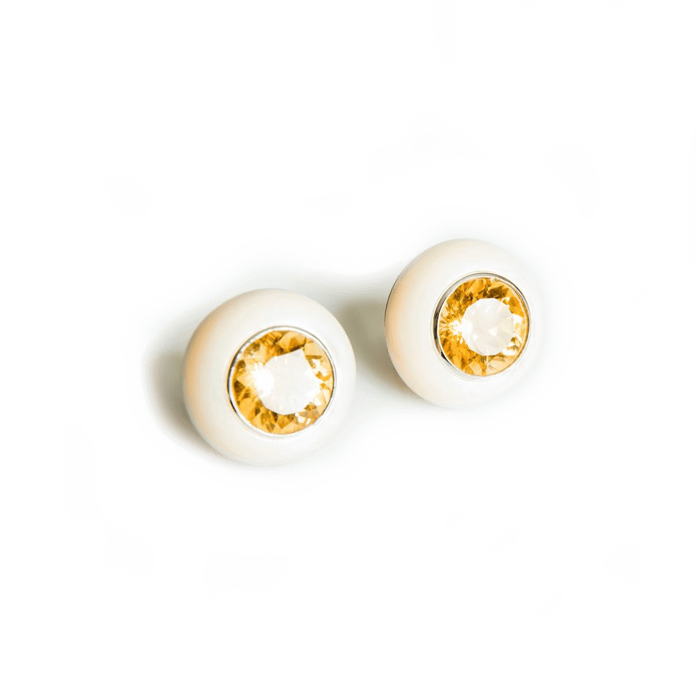 Mother of Pearl & Citrine Earrings in Gold 18K image 0