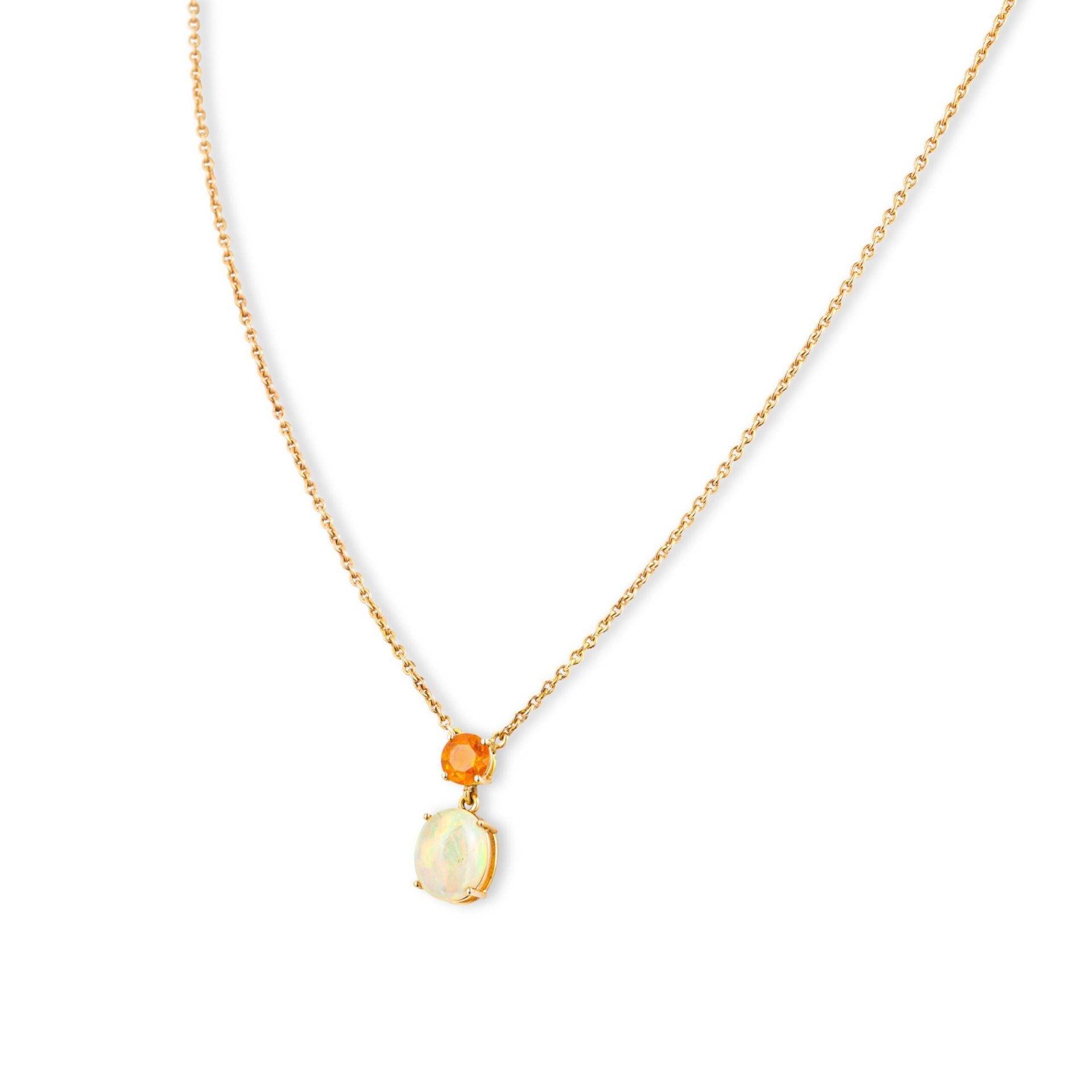 Opal and Ruby Pendant in Yellow Gold 18K image 0
