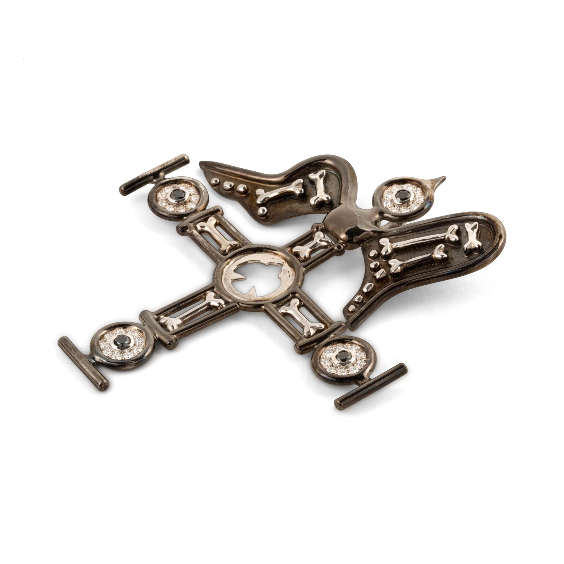 Antique Cross in White Gold Rhodinated 18K image 1