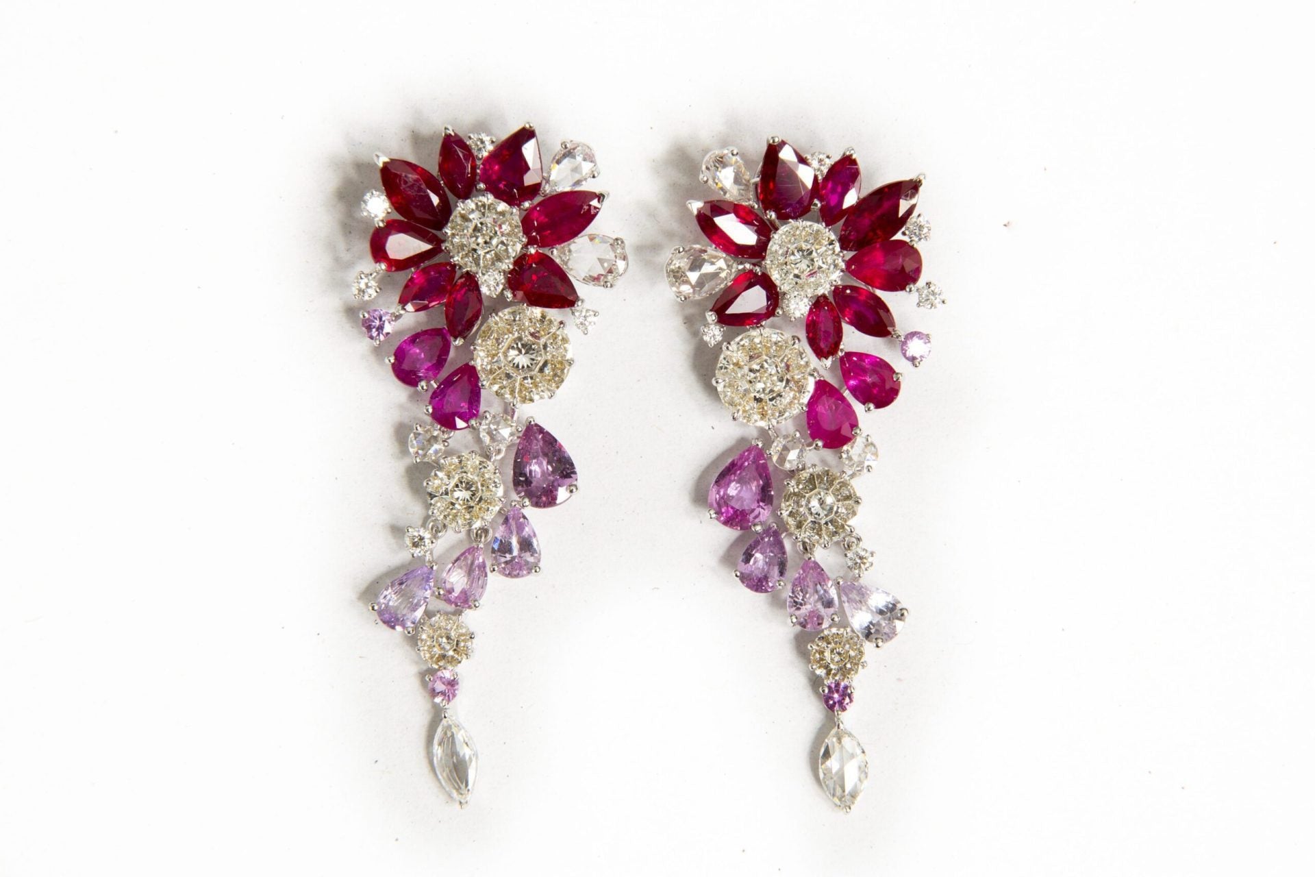 Ruby Mozambic Earrings in White Gold image 0