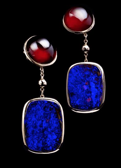 Opal and Tourmaline Earrings in Gold 18K image 0