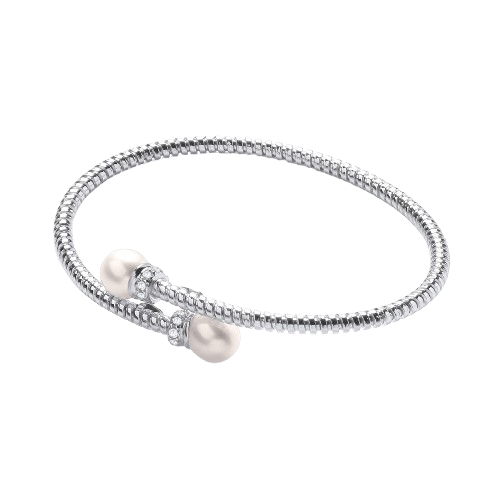 Cross Over Wire Bangle in Silver Rh Plating or YG Plating