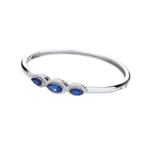 Three Azure Blue Marquise Cz Bangle