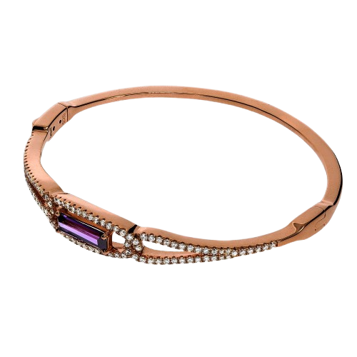 Rose Coated Silver, Micro Pave' Cz's and Stone Bangle