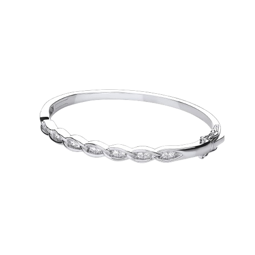Silver Curb CZ Link J-Jaz Bangle
