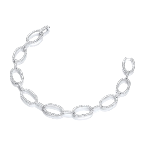 Micro Pave' Oval Links 282 Cz Bracelet 7"/18cm