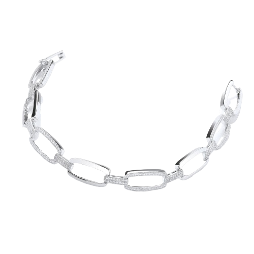 Micro Pave' Oval Links 242 Cz Bracelet 7.5"/19cm