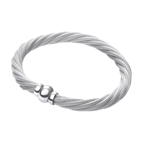 Twist Rh.Plated Mesh Bracelet