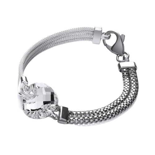 Ruthenium & Silver Mesh Bracelet