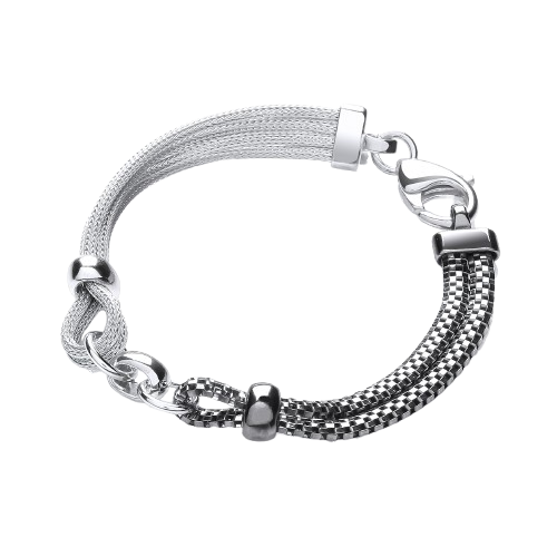 Ruthenium & Silver Mesh Bracelet