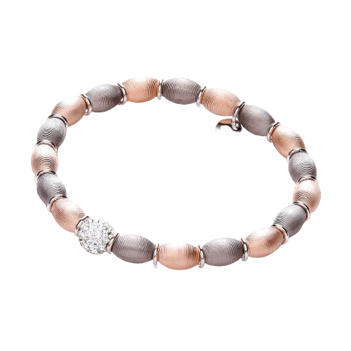 Rose & Ruthenium Plated with Crystal Bead Bracelet