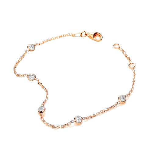 Gold Coated Rubover 5 Cz's Bracelet 7"