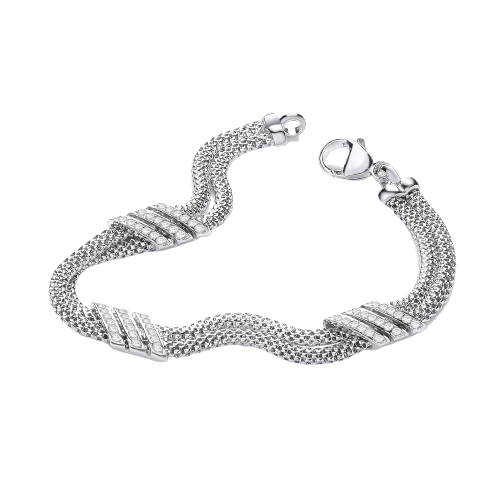 Double Row 3 Strings of Cz's Bracelet 7"