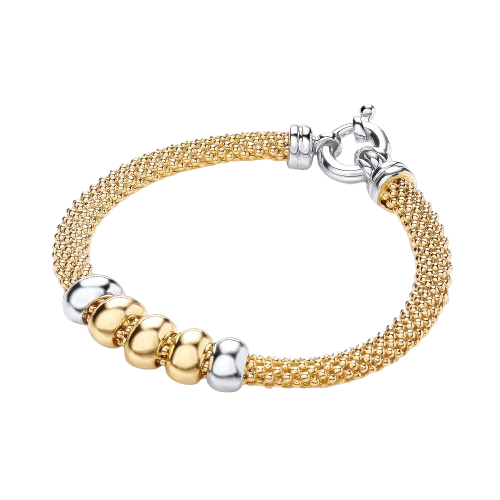 Yellow Mesh with 5 Beads Bracelet 7"