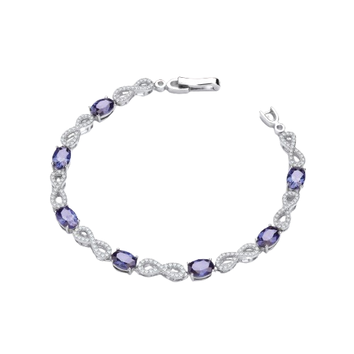 Infinity with Sapphire Blue Cz's Tennis Silver Bracelet