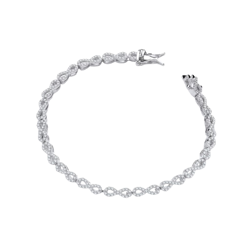 Infinity Tennis Silver Cz Bracelet