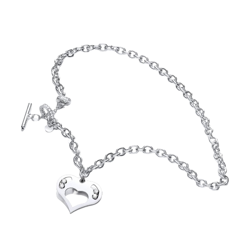 Silver Heart Chain with Floating Swarovski Elements