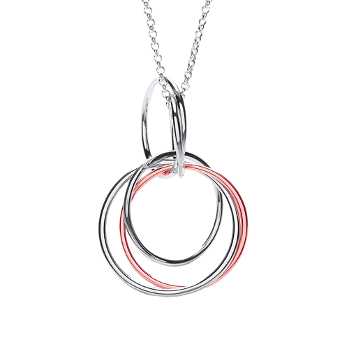 Interlocking 2 Tier Circles Pendant with 18" Chain