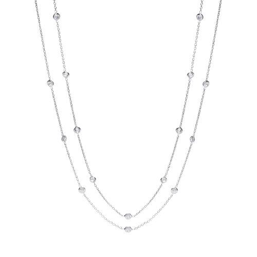 Silver Rubover 23 Cz's Necklace 38"