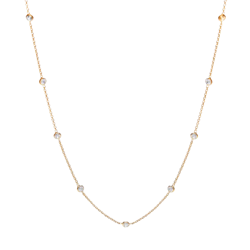 Gold Coated Rubover 11 Cz's Necklace 18"