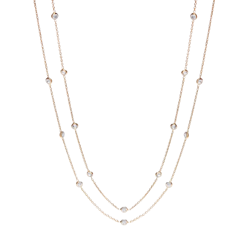Gold Coated Rubover 23 Cz's Necklace 38"