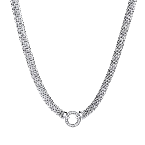 Mesh Necklace with Circle Cz's 17"