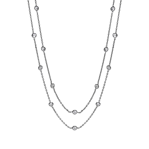 Ruthenium Coated Rubover 23 Cz's Necklace 38"