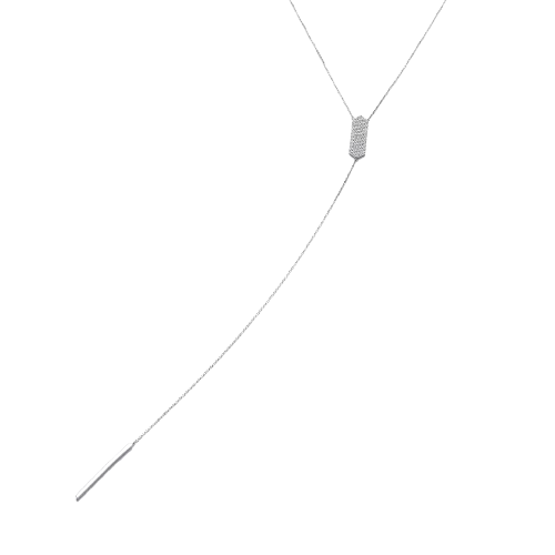 Silver Cz Vertical Bar and ID Plate