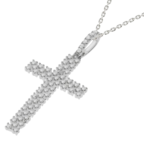 Micro Pave' Multi Row CZ Cross with Chain