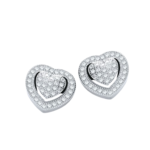 Micro Pave' Heart Stud
