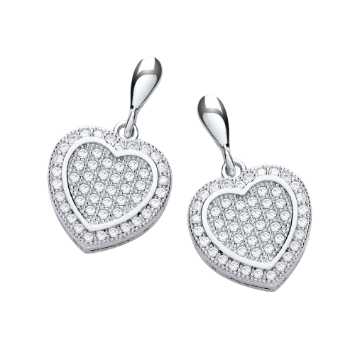 Micro Pave' Heart Drop Earring
