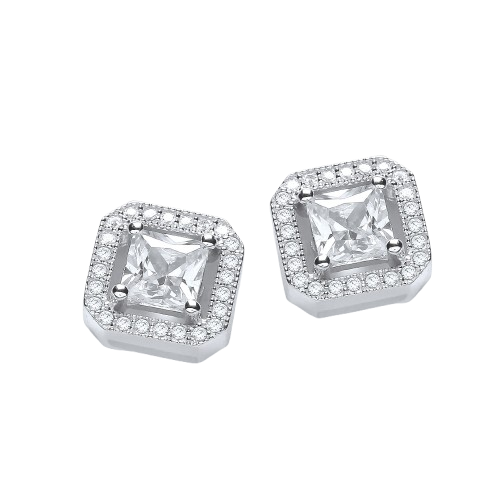 Micro Pave' Princess Cut Cz Fancy Stud