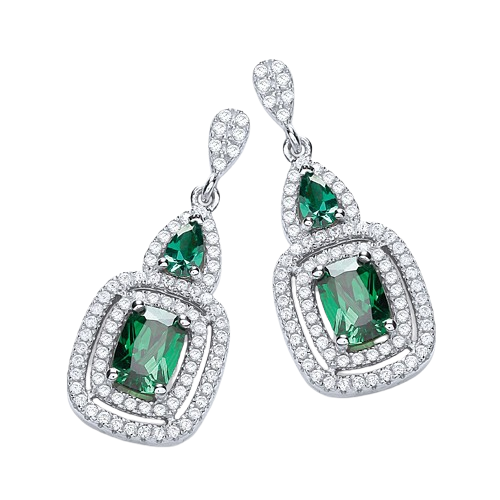 Micro Pave' Fancy Drop with Green Cz's