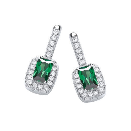 Micro Pave' Fancy Drop Earring with Small Green Cz