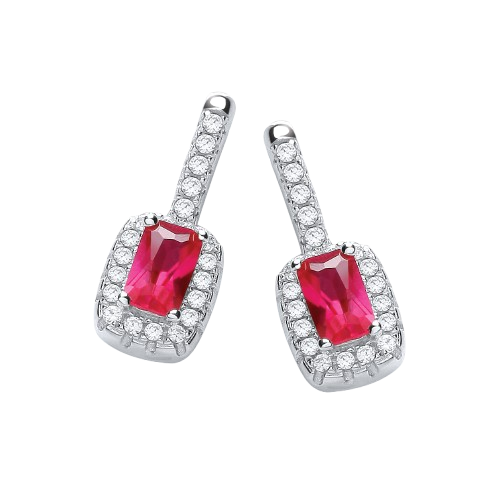 Micro Pave' Fancy Drop Earring with Small Red Cz
