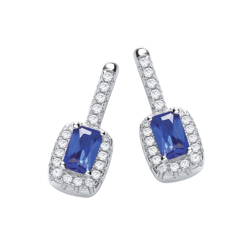 Micro Pave' Fancy Drop Earring with Small Blue Cz