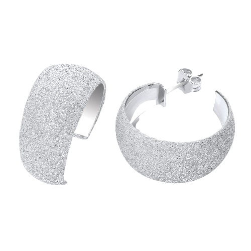 Moondust Finish Silver Colour Rh.Plated Earrings