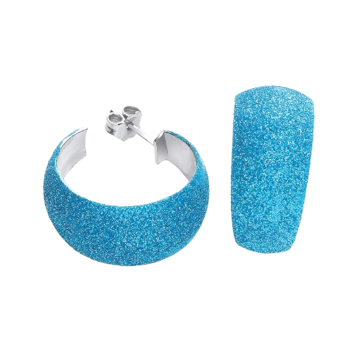 Moondust Finish Blue Colour Rh. Plated Earrings