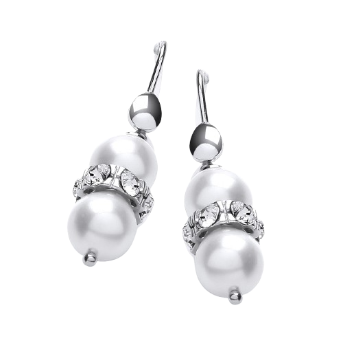 Glass Pearl with Crystals Earrings
