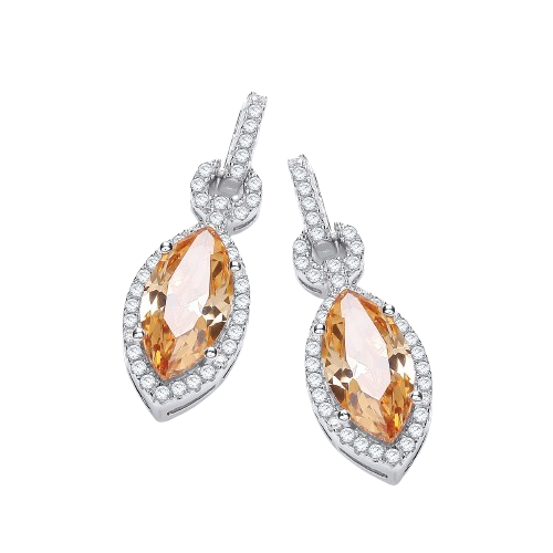 Micro Pave' Champagne & White CZ Drop Earrings