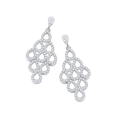 Micro Pave' White CZ Drop Earrings