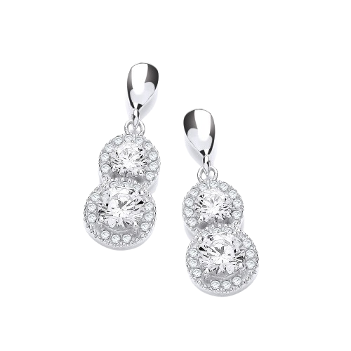 Micro Pave' White CZ Drop Earrings
