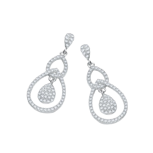 Micro Pave' Fancy Cz Drop Earrings