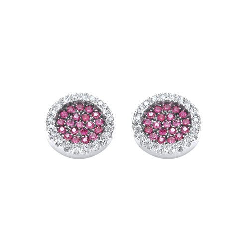 Micro Pave' Round Pink Cz Stud Earrings