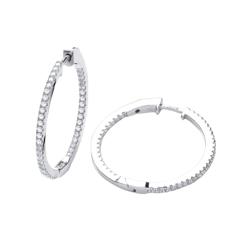 Micro Pave' Round Hoop Cz Earrings