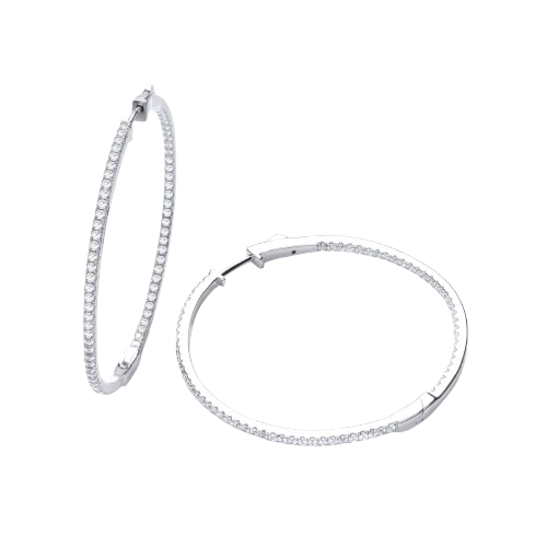 Micro Pave' Big Round Hoop Cz Earrings