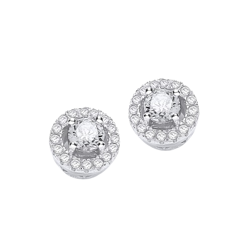 Micro Pave' Halo Style Cz Earrings